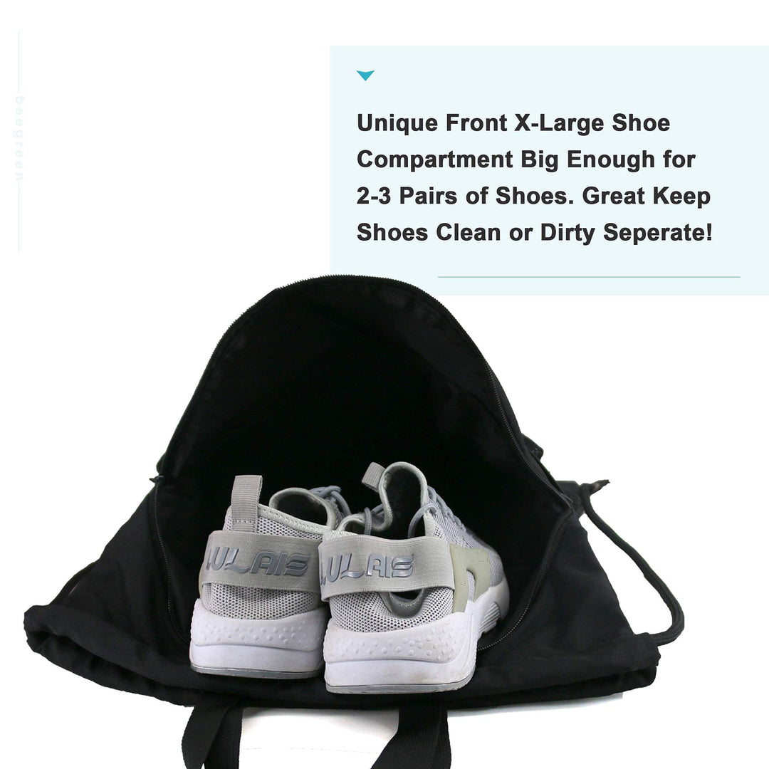 BeeGreen Drawstring Backpack Bag with Shoe Compartment,