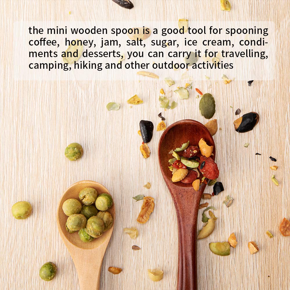 sansheng 4 Pcs Mini Wooden Spoons, Wood Soup Spoons For