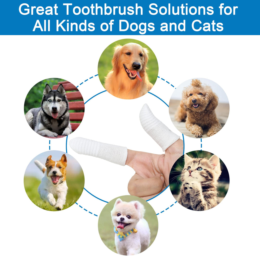 Dog Toothbrush Cat Toothbrushes-Fingers Toothbrushes for Dog Cats Teeth Cleaning, Washable&amp;Comfortable&amp;Durable, 1 Set for Two Fingers, Includes 2 Sets White