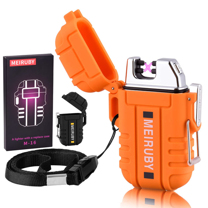 MEIRUBY Electric Windproof Lighter for Outdoors Family Camping BBQ Use, for Dad Men Boyfriend