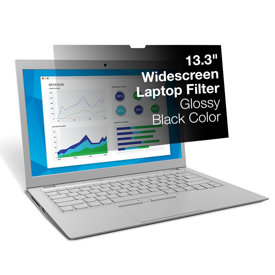 Privacy Filter for 13.3 Inch Widescreen Laptop, COMPLY Attachment for Flip-Share, Reversible Gloss/Matte, Reduces Blue Light, Screen Protection, 16:9 Aspect Ratio (PF133W9B)