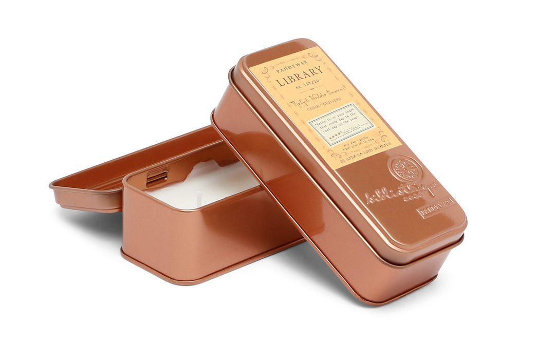 Library Collection Ralph Waldo Emerson 2-Wick Scented Travel Tin Candle, 3.5-Ounce, Cedar &amp; Wild Fern