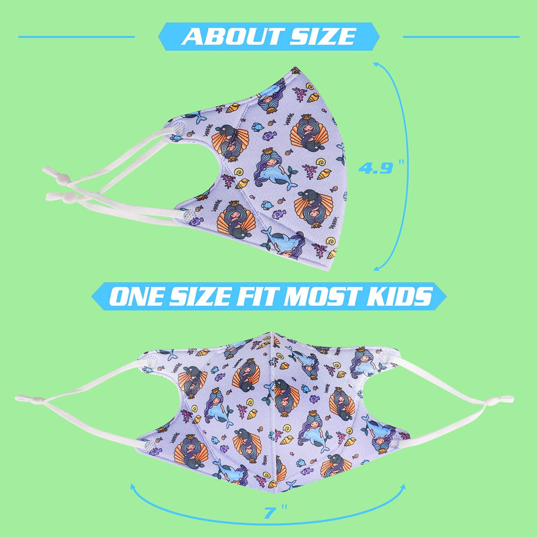 Mermaid Washable Reusable Kids Face Mask Masks, Unicorn Childrens Breathable Cloth Facemasks, Cute Adjustable Children Facemask Girls Kid, Small Youth Child Teens Mascarillas Para Niños Gift