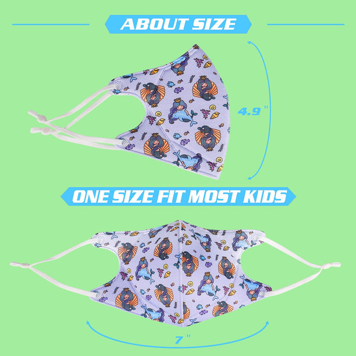 Mermaid Washable Reusable Kids Face Mask Masks, Unicorn Childrens Breathable Cloth Facemasks, Cute Adjustable Children Facemask Girls Kid, Small Youth Child Teens Mascarillas Para Niños Gift