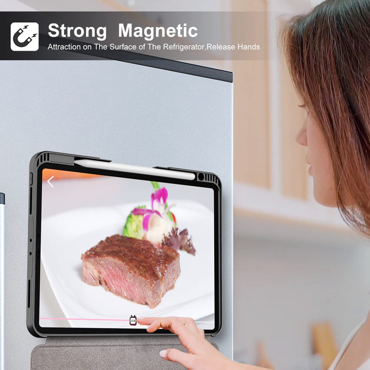 iPad Pro 11 inch Case 4th/3rd/2nd/1st Gen 2022/2021/2020/2018, 6 Viewing Angles Magnetic Stand + Pencil Holder + Auto Wake/Sleep Protective Case for iPad Pro 11 inch, Black