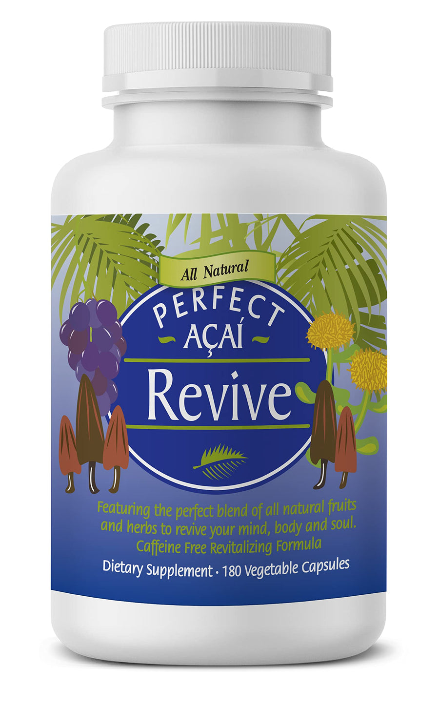 – Perfect Acai Revive – 180 Capsules – Organic Acai, Cordyceps, Grape Seed Extract & Rhodiola Rosea