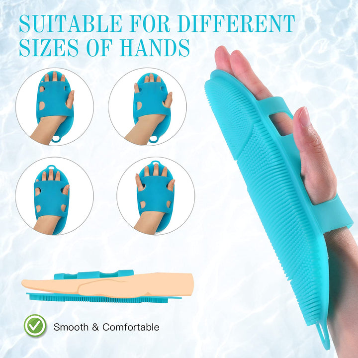 Food-Grade Silicone Body Scrubber Shower Cleansing Brush Bath Exfoliating Skin Massage Tool, for Sensitive and All Kinds of Skin (Blue+Pink)