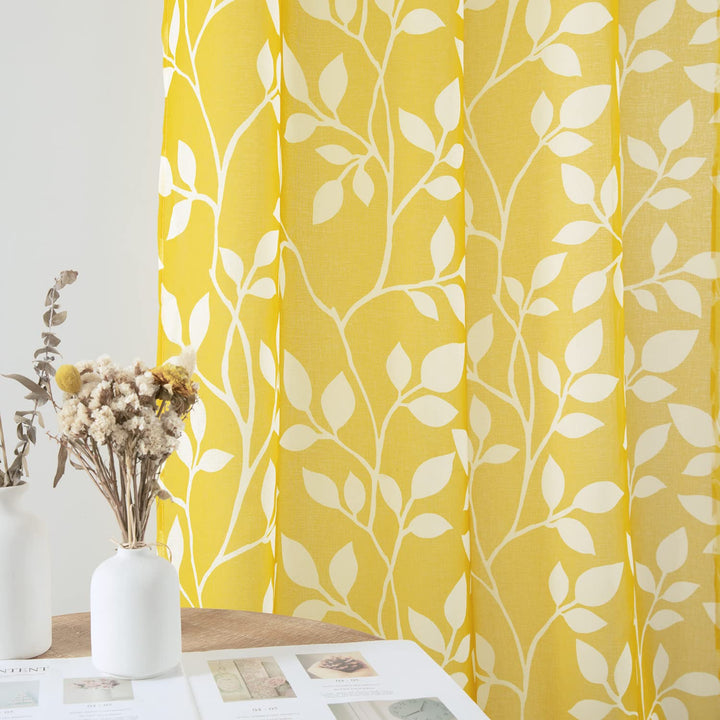 Spring Yellow Curtains for Bathroom Window,Small 2 Panels Rod Pocket Short Sheer Curtains for Bath Room Decor Kitchen Accessories Match Teal Blue,24 Inch Length,Canary Yellow and White