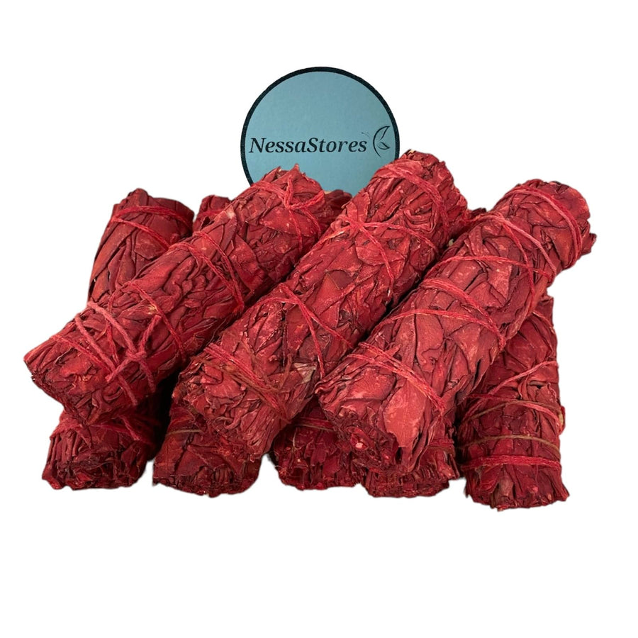 NessaStores 3 Dragon's Blood Sage Smudge Sticks, 4 Inch Hand Tied, All Natural, Ethically Sourced for Home Cleansing, Stress Relief, & Clearing Negative Energy. JC-160