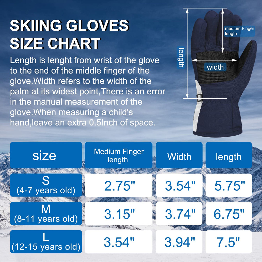 Kids Snow Gloves Waterproof,Kids Winter Gloves for Skiing,Snow Gloves for Toddler Boys Girls 1-5Years Old