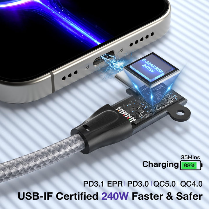 90 Degree USB C to USB C Cable, Right Angle 100W PD USB C 3.2 Cable 20Gbps Data Transfer, 4K Video Output with E-Marker for Thunderbolt 3/4