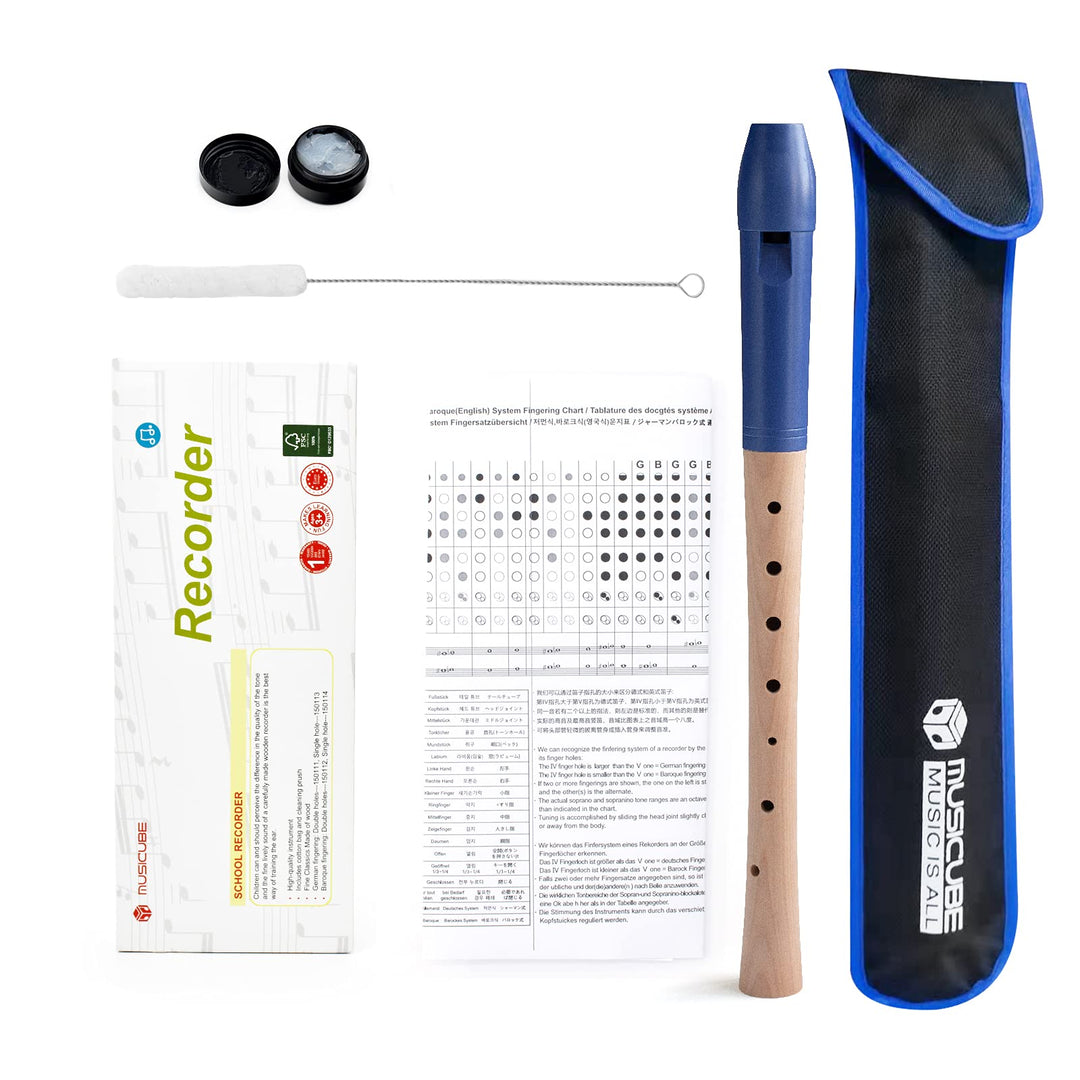 Professional C-Soprano Recorder Instrument for Beginner Kids Adults German Fingering Single Hole Recorder Musical Instrument for School &amp; Home 2-Pieces Recorder kit Gift Choice
