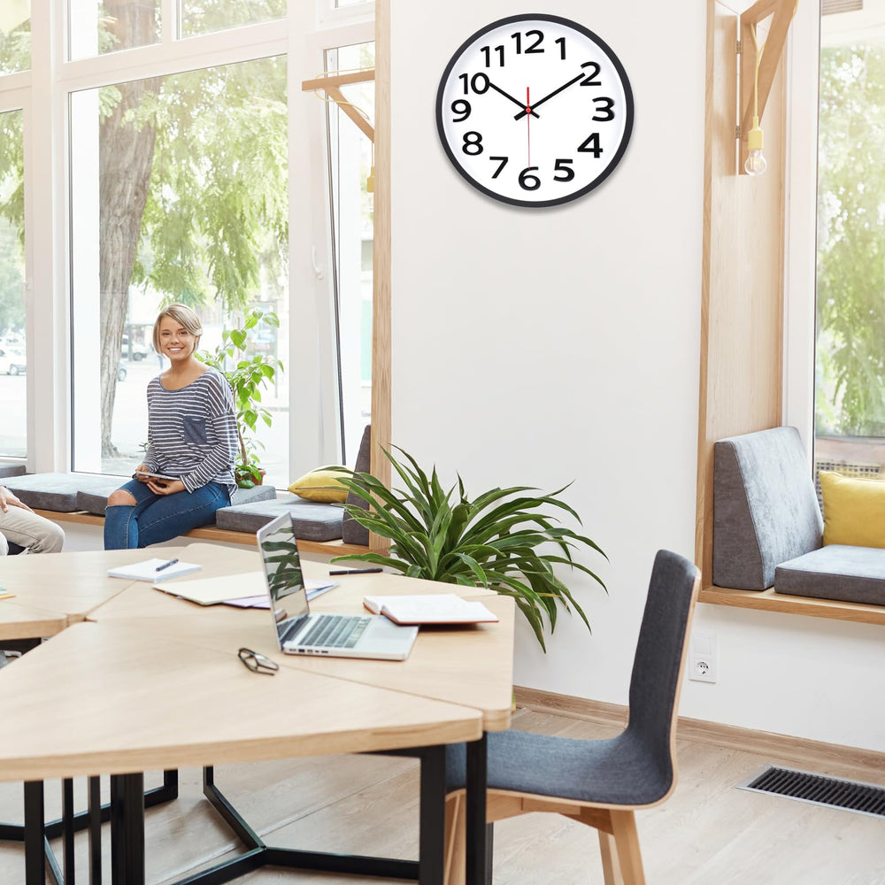 Wall Clock 12 Inch Silent Non-Ticking Big Numbers Easy to Read Wall Clocks Decorative for Office School Bedroom Home