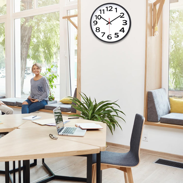 Wall Clock 12 Inch Silent Non-Ticking Big Numbers Easy to Read Wall Clocks Decorative for Office School Bedroom Home