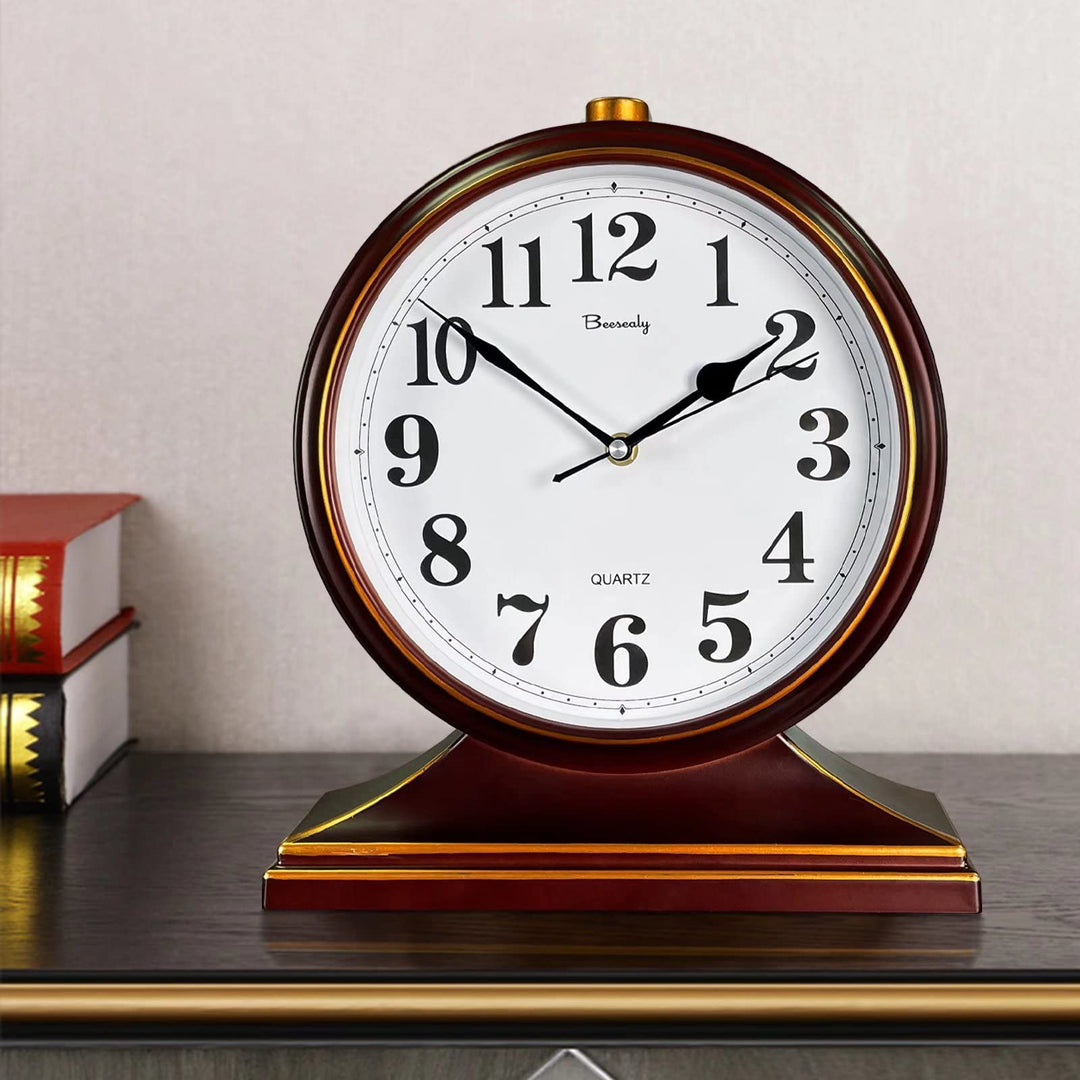 Desk Clocks for Table Decor,Retro Mantel Clock Battery Operated for Fireplace Mantel, Living Room,Bedroom,Office,Desktop Decoration (Frosted Style)