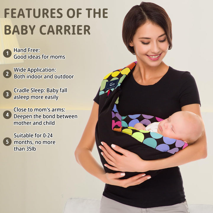 CUBY Baby Carrier, Natural Cotton Baby Sling Baby Holder Extra Comfortable for Easy Wearing Carrying of Newborn, Infant Toddler and Ideal for Baby Registry (Grey Animal)