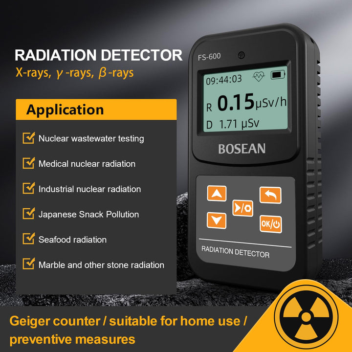 Geiger Counter Nuclear Radiation Detector, Professional High Accuracy Radioactive Detector Meter Beta Gamma X Ray Data Tester Marble Dosimeter (White)