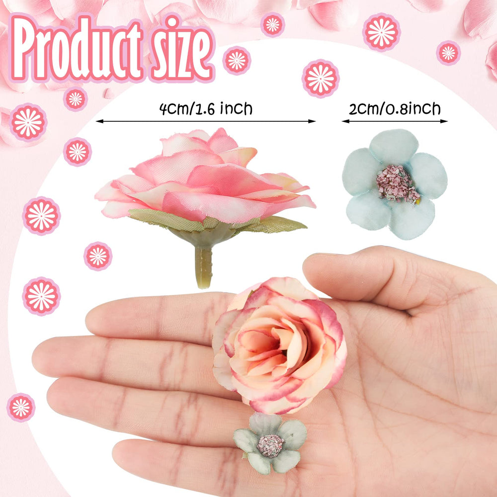 174 Pieces Fake Mini Flowers for Crafts Small Silk Artificial Fabric Flowers Bulk for Wedding Decor Party Wreath DIY, 2 cm 4 Cm, Colorful