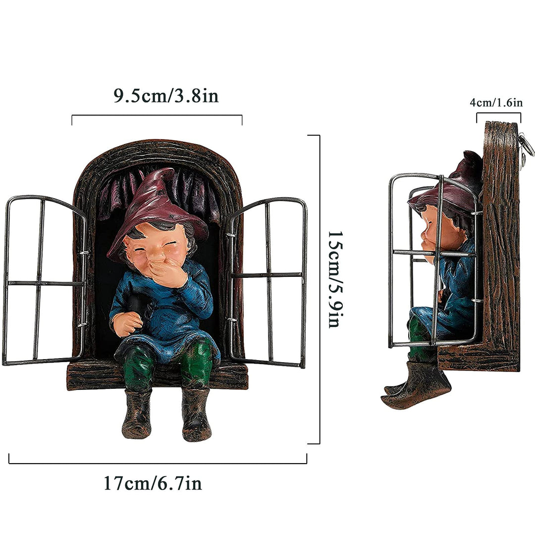 Garden Gnome Statue Elf Out The Door Tree Hugger, Garden Peeker Yard Art Ornament Mini Garden Tree Gnome unimaginable Tree Sculpture Garden Decoration