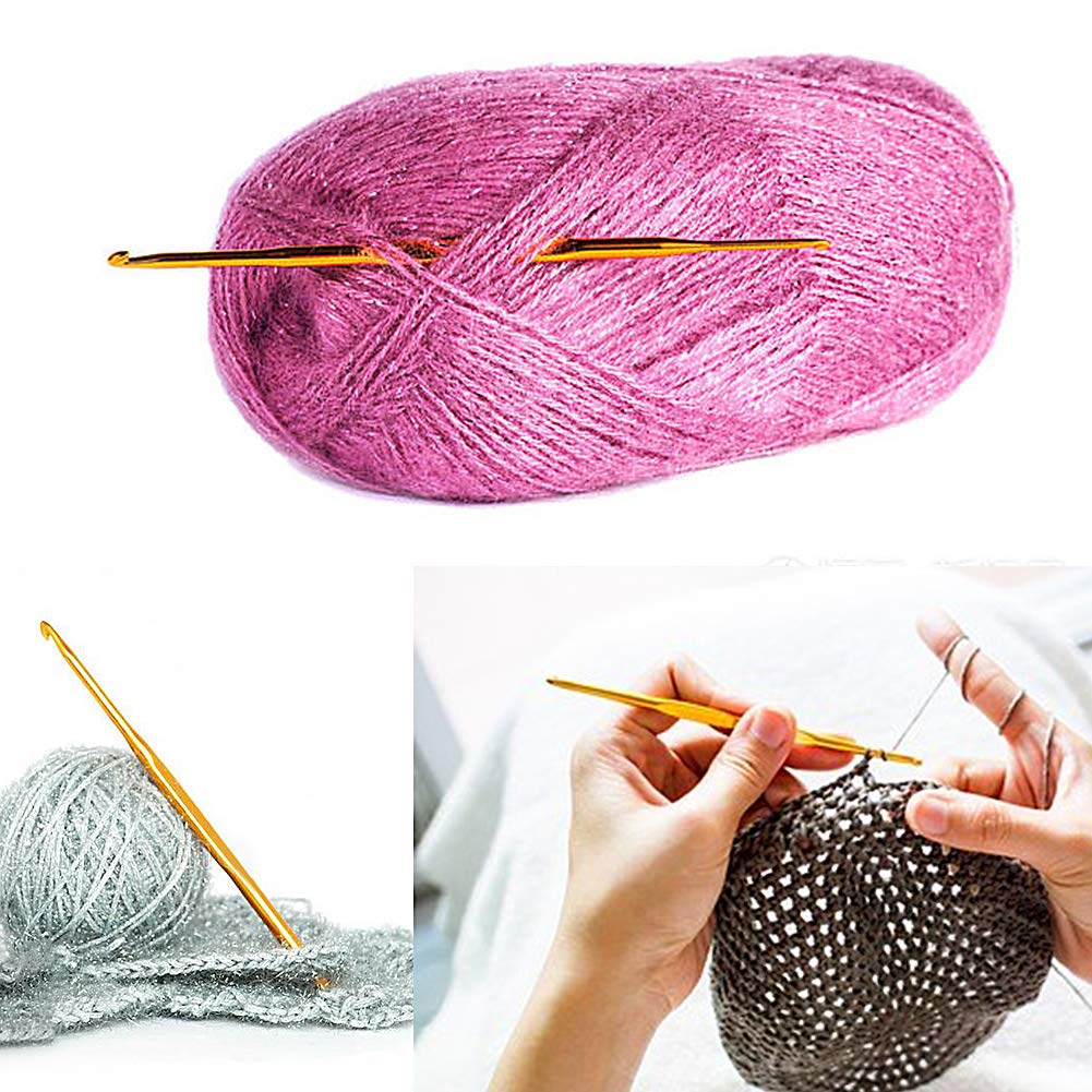 Crochet Needle Set, Include 10 PCS Small Double End Golden Aluminum Crochet Hooks Sweater Yarn Knitting Needles, 10 PCS Knitting Crochet Markers Ring, 10 PCS Knitting Stitch Markers for Craft