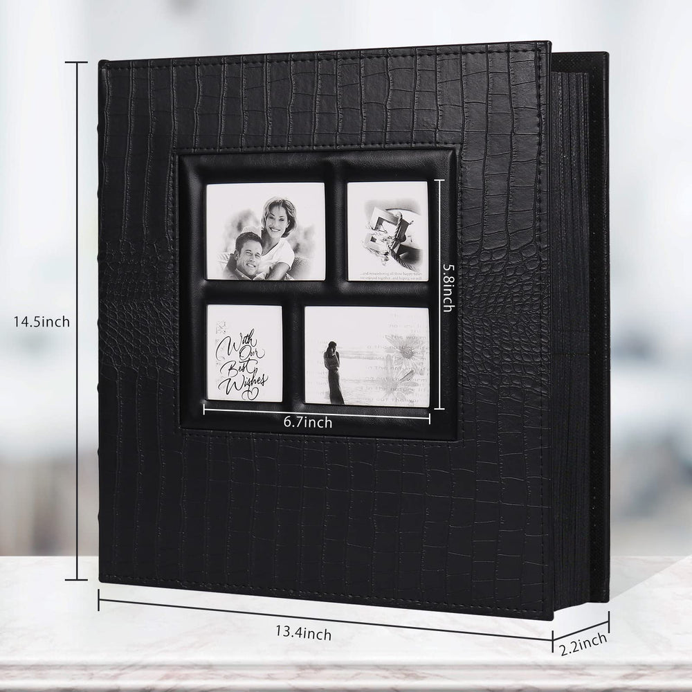 Photo Album 600 Pockets Leather Cover Black Pages Big Capacity for 4x6 Photos Book Hardcover Wedding Gift Valentines Day Present Family Baby Albums