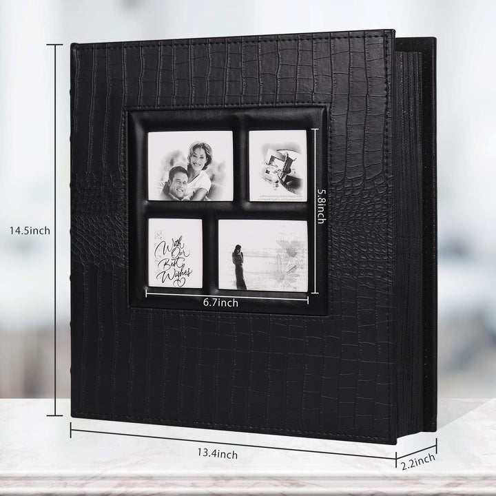 Photo Album 600 Pockets Leather Cover Black Pages Big Capacity for 4x6 Photos Book Hardcover Wedding Gift Valentines Day Present Family Baby Albums