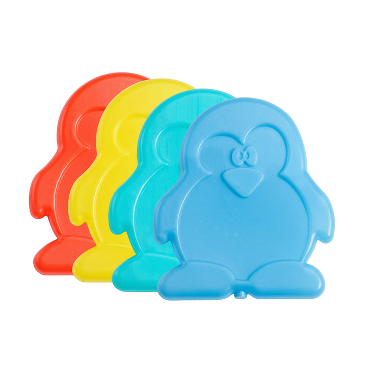 Fit & Fresh Cool Coolers Kids Lunch Box Ice Packs, Slim Ice Packs for Lunch Bags, Lunch Ice Packs Reusable-Multicolored, Set of 4 (Penguin)