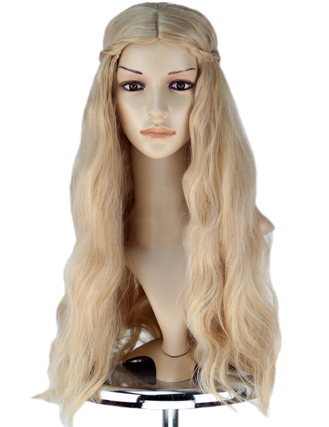 Womens Central Parting Prestyled Wavy Fluffy Curly Party Costume Cosplay Full Wigs Long Blonde