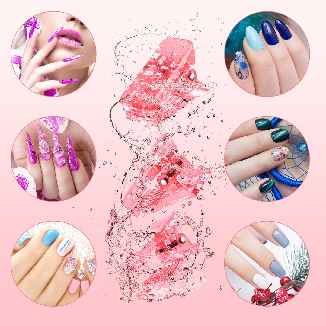 10Pcs Nail Tip Clips, Nail Clips for Polygel, Nail Extension Gel Quick Building Nail Tips Clip for Polygel Nail Kit False Nail Tips and Dual Forms Manicure Nail Art Tools, Pink