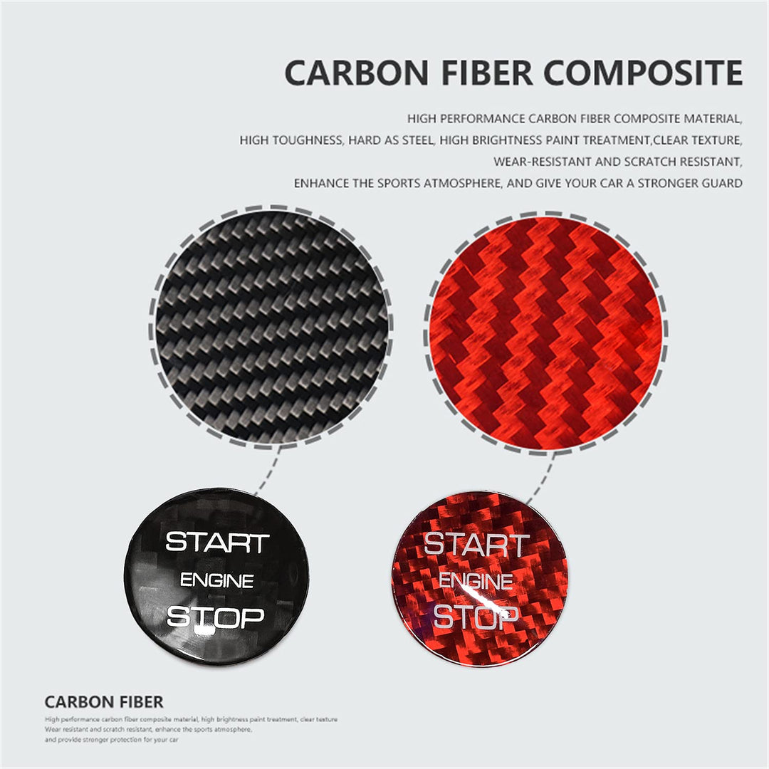 Black Ignition Starter Switch Sticker for Land Rover Discovery Sport for Range Rover Evoque Velar Start Stop Engine Button Cover Genuine Carbon Fiber Material - for Concave Button