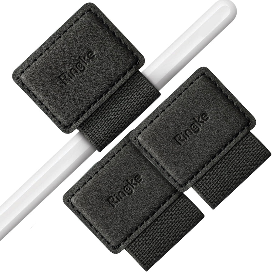 Pen Holder for Apple Pencil, Journal, Notebooks, and More - 3M Self Adhesive PU Leather Durable Pen Loop with Elastic (3 PACK) - Black