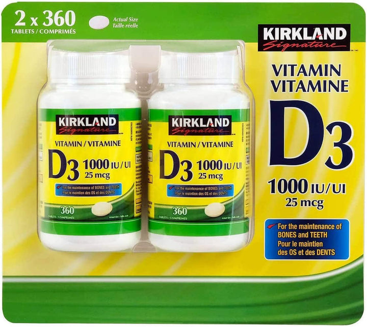 (Twin Pack) 2 x Kirkland Signature Vitamin D3 1000IU/25