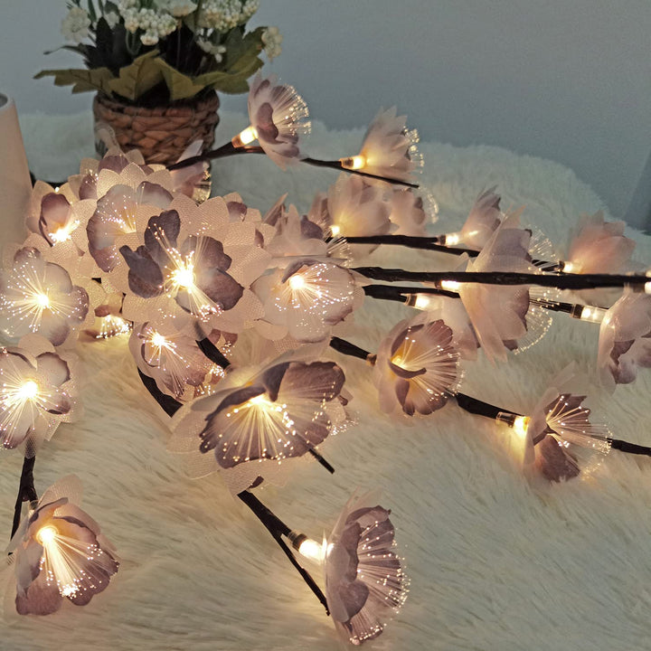 LED Flower Fairy Lights Lighted Twig Branch Vase Decorative Artificial Flower Battery Powered 30 inches Tall for Home Christmas Party Decor Outdoor Indoor (Purple)