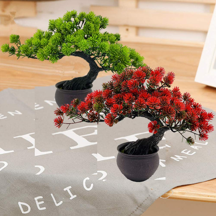 Artificial Plants Artificial Bonsai Juniper Tree Potted Faux Japanese Pine Bonsai Simulation Zen Garden Fake Plant Artificial Bonsai Tree for Home Office Showcase Indoor Décor Desktop Display