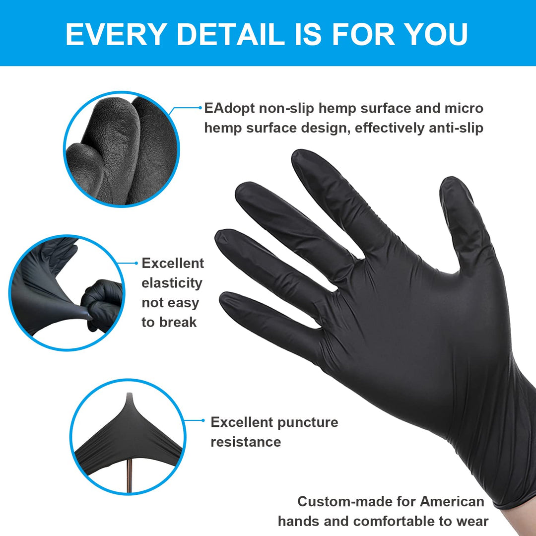 - Black Nitrile Disposable Gloves, 5mil, Powder-free, Medical Exam Gloves Latex-Free 100 PCS For Examination Home Cleaning Food Gloves (Medium)