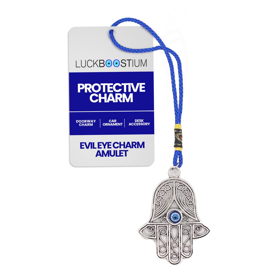 Evil Eye Charm Amulet for Protection - Hamsa Hand Pendant, Hanging & Decor, Keychain, Rear View Mirror Car Accessories, Men & Women Accessories - Yoga Enthusiasts and Meditators