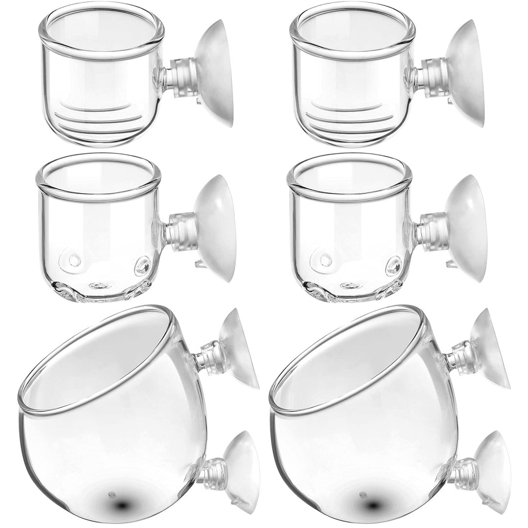 CHENGU 6 Pieces Aquatic Plant Pot with Hole Glass Aquarium Plant Cup Aquatic Planter with Suction Cups Plant Holder Aquarium Decoration for Aquarium Shrimp Fish Live Plants, 3 Styles