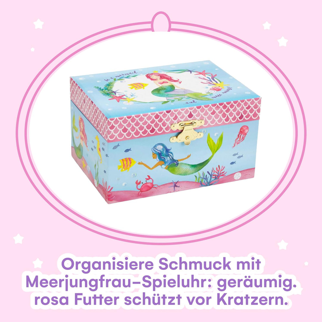 Musical Jewelry Box for Girls, Underwater Mermaid Jewelry Boxes, Over The Waves Tune and Spinning Mermaid Doll, Girls Gifts Music Box