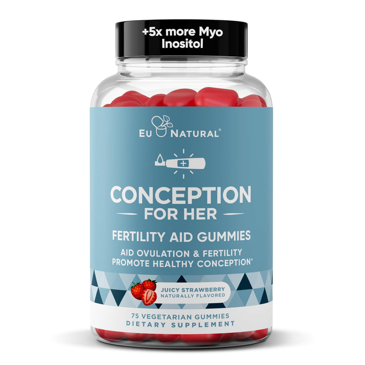Conception for Her Fertility Gummies - Fertility Supplements for Women with Myo Inositol, Folate &amp; More Essential Nutrients - Delicious Juicy Strawberry Hormone Balance Vitamins, 75 ct Gummies
