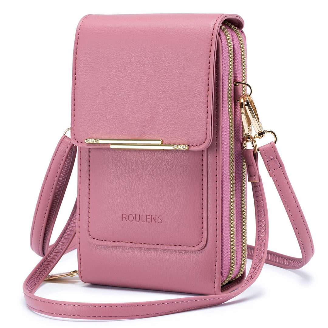 Roulens Small Crossbody Cell Phone Purse for Women, Touch Screen Bag Shoulder Handbag Wallet with Credit Card Slots