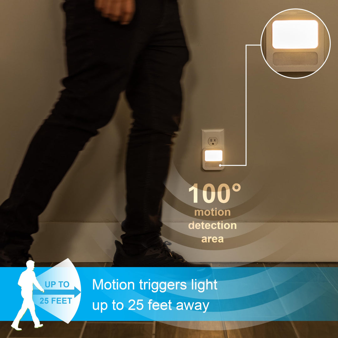 GE 40865 LED Motion Sensor Night Lights, 1 Pack, White 20 Lumens