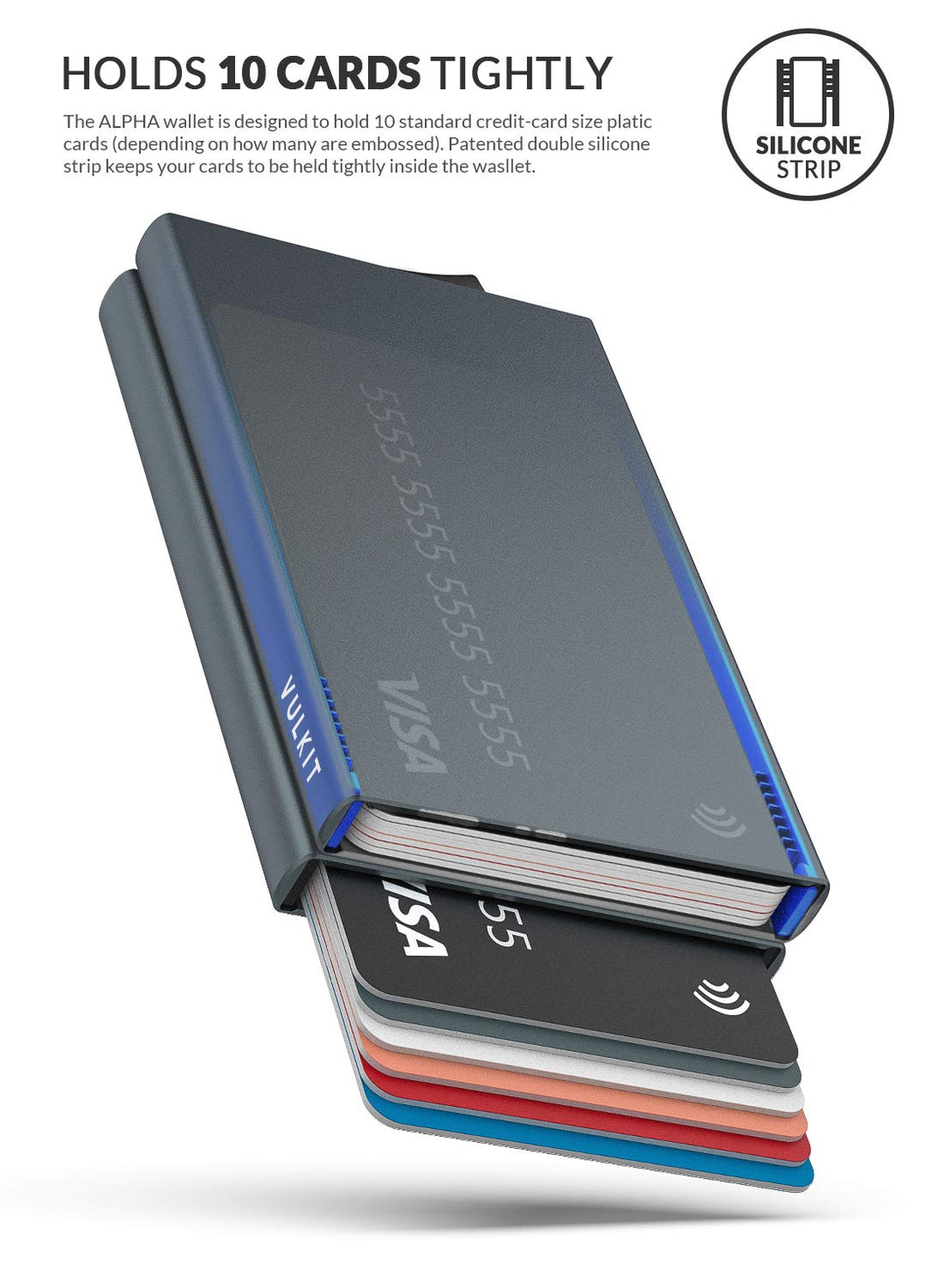 Pop Up Wallet, Slim Minimalist Credit Card Holder RFID Blocking Mini Metal Case for Men(space grey)