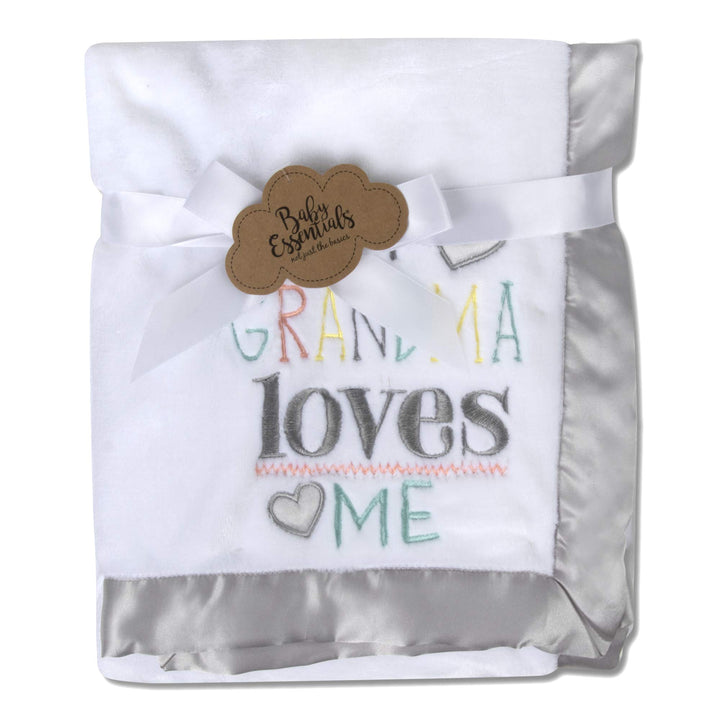 30x40 Fleece Baby Nursery Blanket with Satin Trim for Boys, Girls, and Unknown Gender Baby (Grandma's Love)