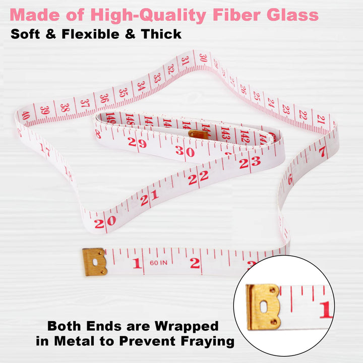 6 Pack Soft Tape Measure Measuring Tape for Body Double Scale Small Fabric Sewing Tailor Cloth Waist Pink Measuring Tape Measure for Body Measurements Weight Loss, 150cm/60inch