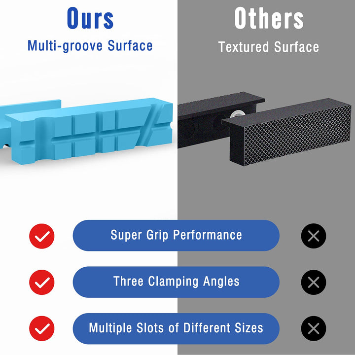 5 Inch Magnetic Vise Jaw Pads Covers, 1 Pair Retention Vice Jaw Pads Universal Jaw Covers with Multiple Angle Grooves Design, Vice Soft Jaws for Woodworking, Jewelry Making, Plumbing