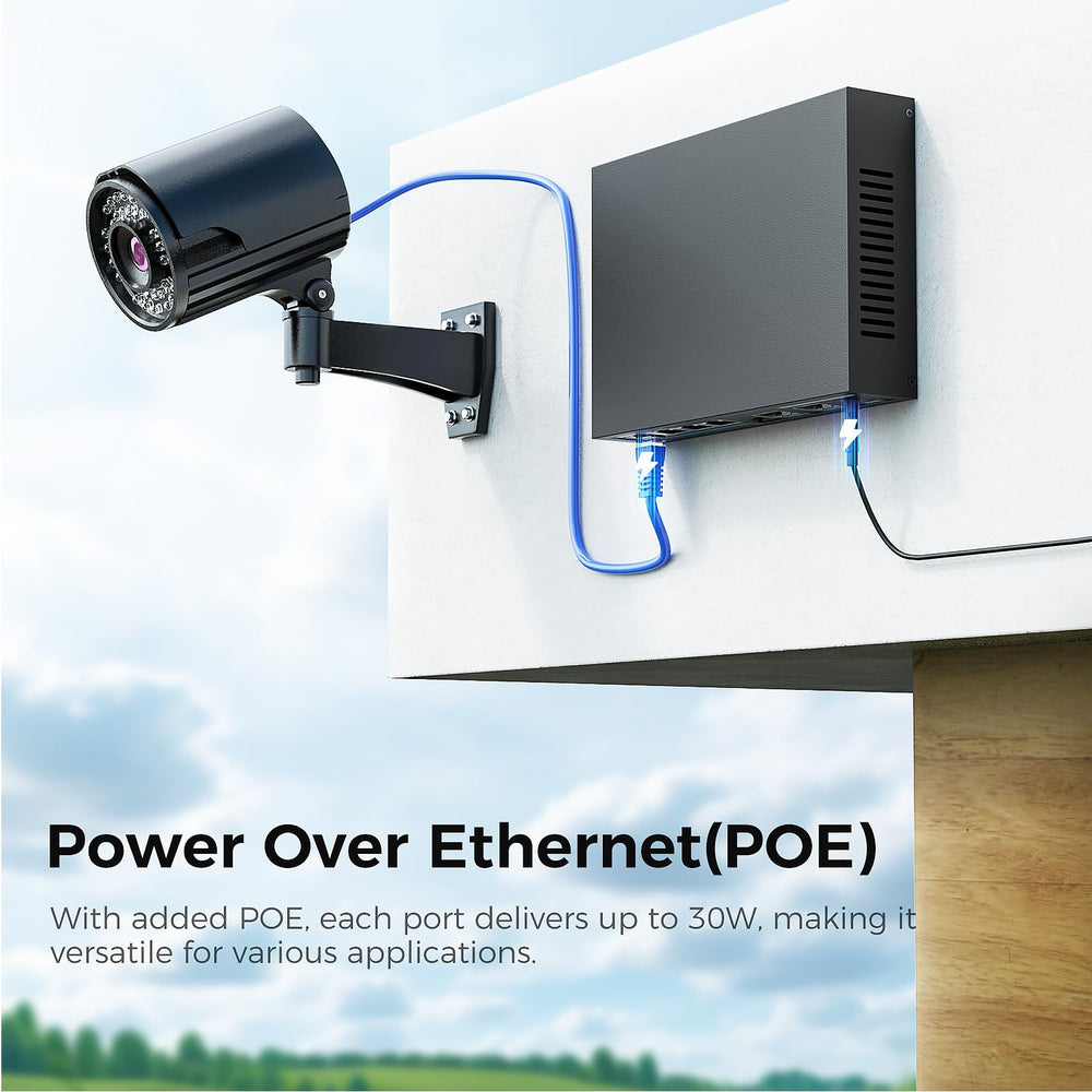 PoE Switch, 10 Port Gigabit Ethernet Network Switch( 8 PoE+ Port with 2 Extra Uplink Port), 802.3af/at Compliant | Plug & Play | Shielded Ports | Traffic Optimization | Fanless Quiet