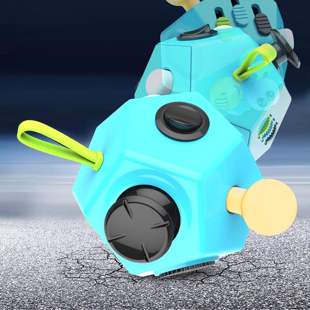 Fidget Dodecagon -12-Side Fidget Cube Relieves Stress and Anxiety Anti depression cube for Children and Adults with ADHD ADD OCD Autism (B3 Blue sky)
