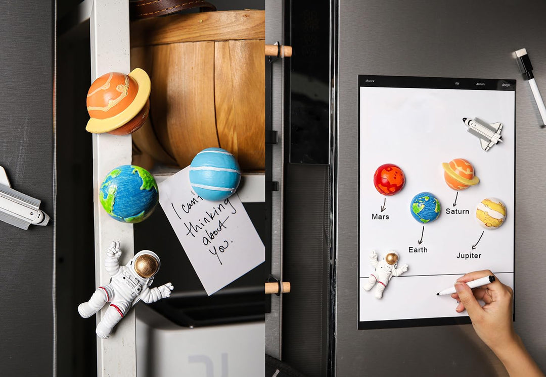 13 Pcs Astronaut Series Refrigerator Magnets, Universe Planetary Spaceship Fridge Magnets, 3D Resin Magnets for Office Whiteboard, Kitchen Decorations