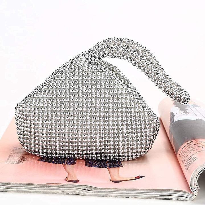 Silver Evening Handbag Beaded Clutch Purses For Women Wedding Party Prom Evening Bag, 1920s Flapper Gatsby Costume Accessories