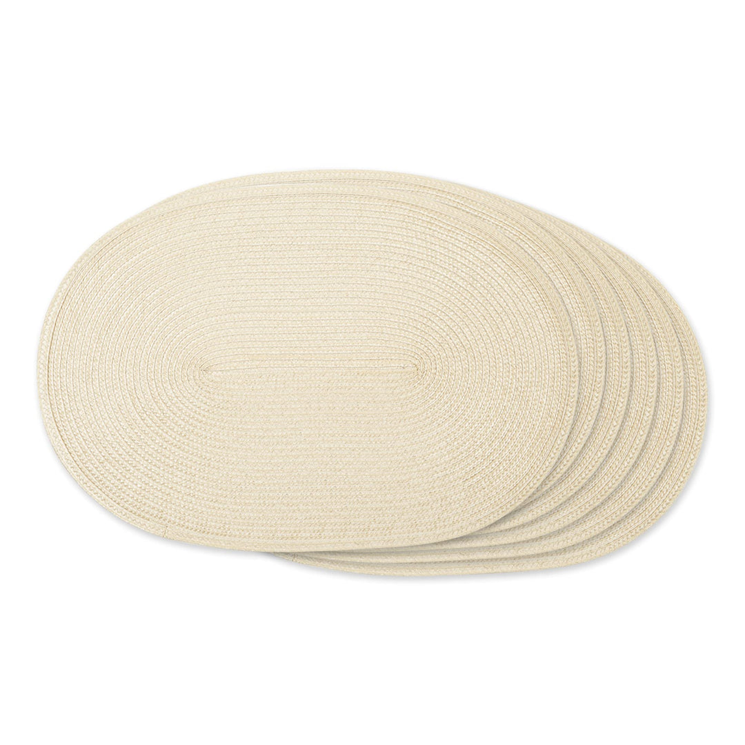 Classic Woven Tabletop Collection, Indoor/Outdoor Placemat Set, Oval, 12x18, Natural, 6 Piece